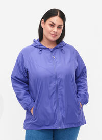 Kort jakke med hette og justerbar bunn, Purple Opulence, Model