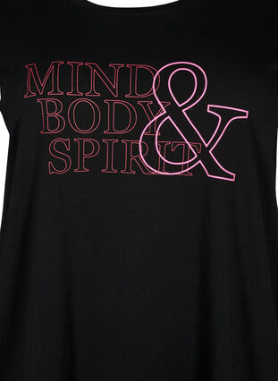 T-skjorte til trening med trykk, Black w. Mind/Body, Packshot image number 2