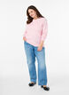 Strikkebluse i bomull med strukturmønster, Rosa, Model image number 1