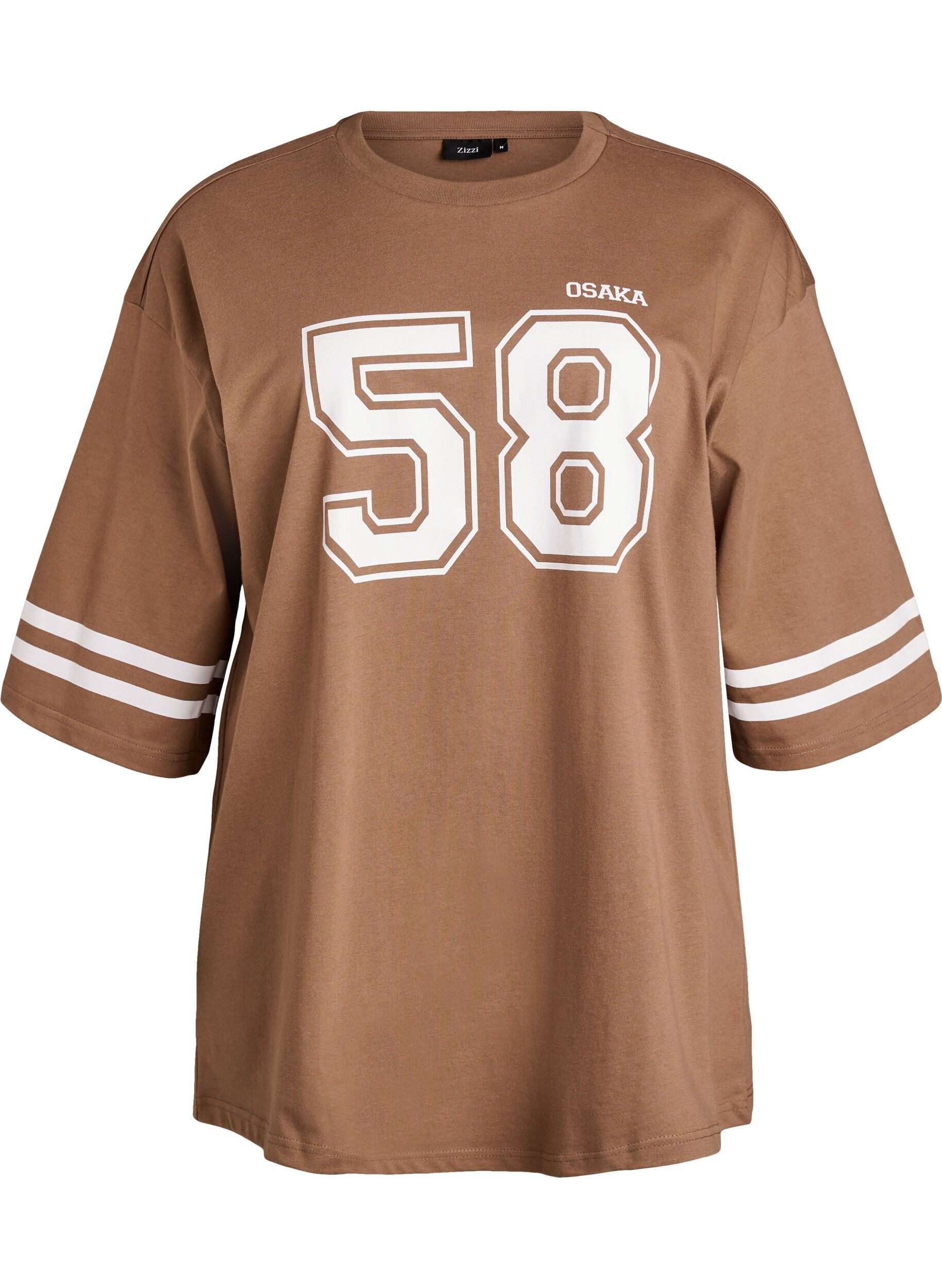 Oversized college T-skjorte med 3/4 ermer