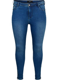 Cropped Amy jeans med glidelås, Blå Cropped Amy jeans med glidelås