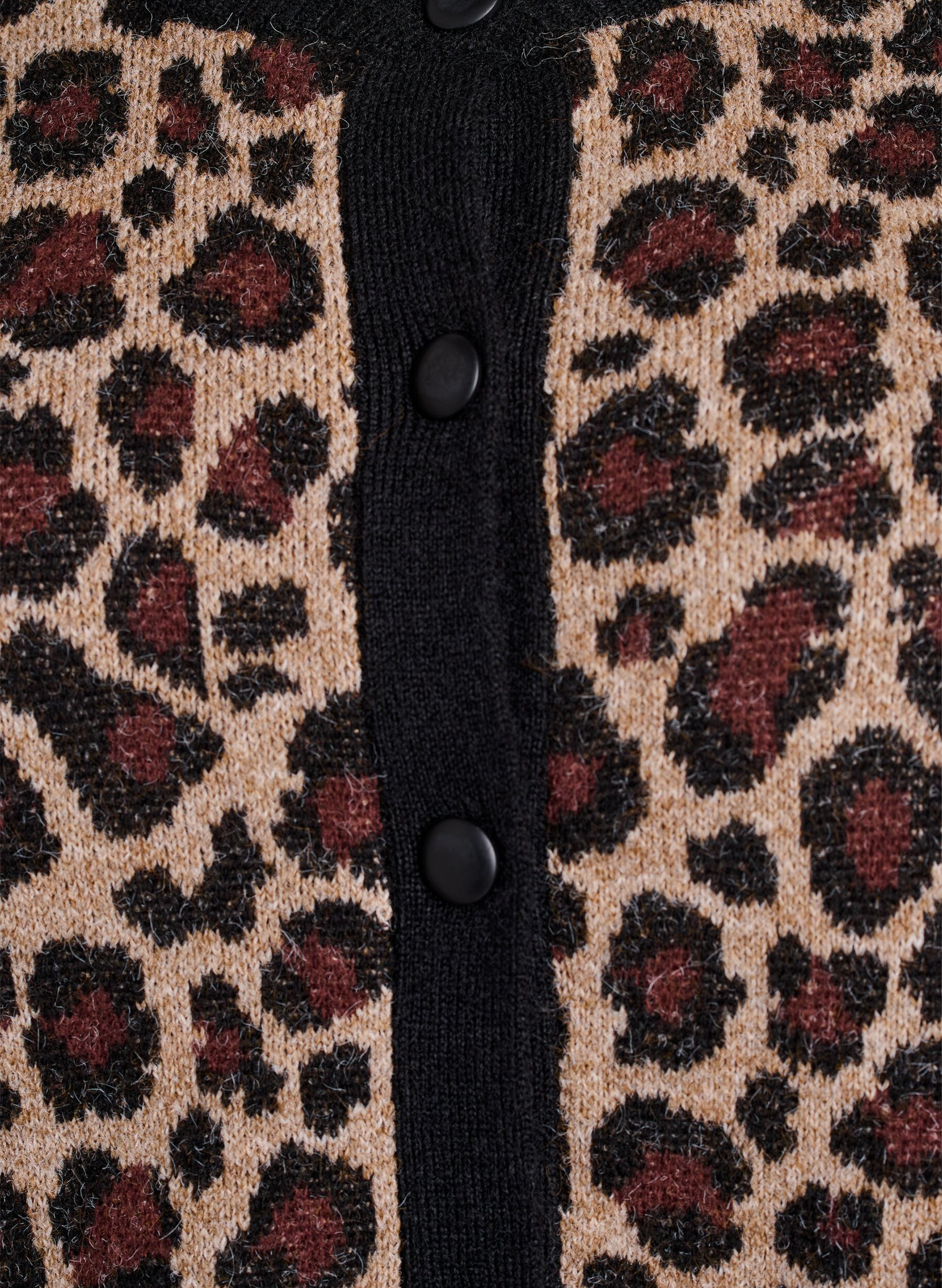 Zizzi Cardigan med leopardm&oslash;nster og kontrastkant, Svart, Packshot image number 2