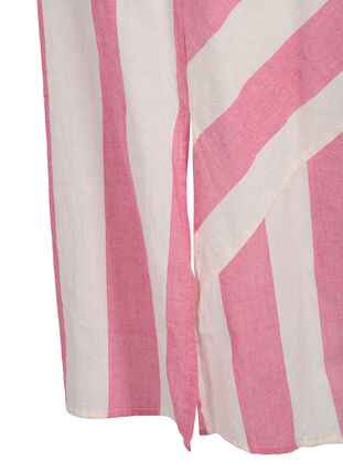 Kortermet skjortekjole i bomull med striper, Magenta Stripe, Packshot image number 3