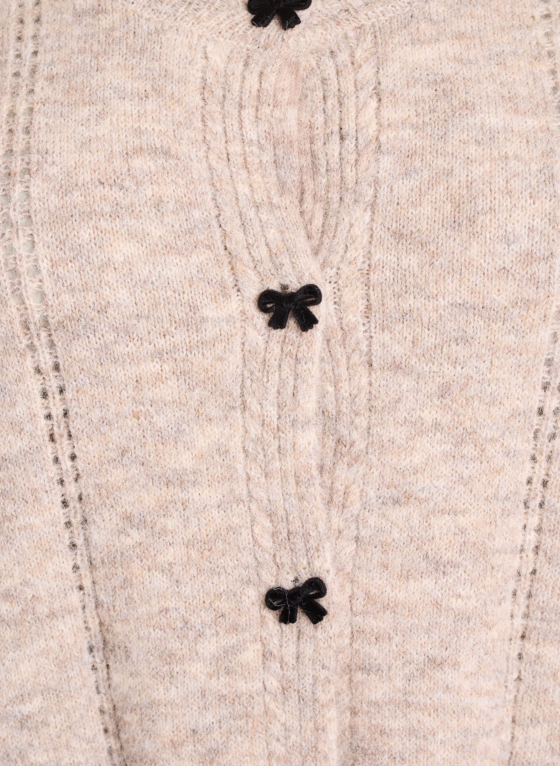 ZizziCardigan med sl&oslash;yfeknapper og hullm&oslash;nster, Beige, Packshot image number 2