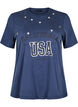 T-skjorte med maljer og trykk, Navy Washed , Packshot image number 0