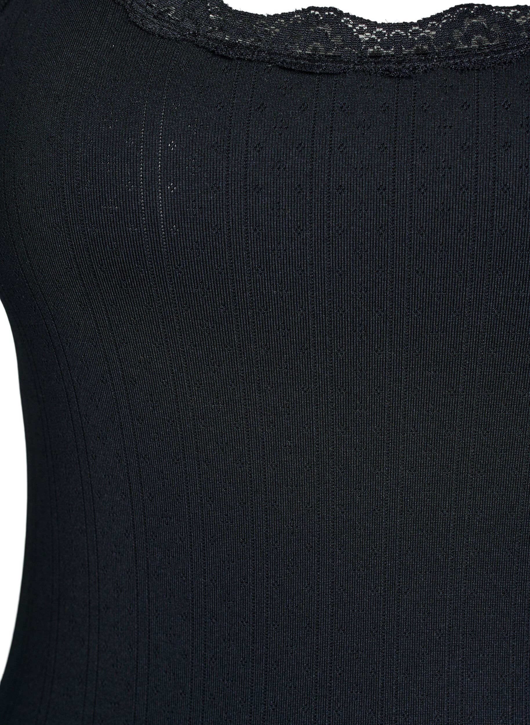 Zizzi Singlet med blonder og hullbroderi, Svart, Packshot image number 2