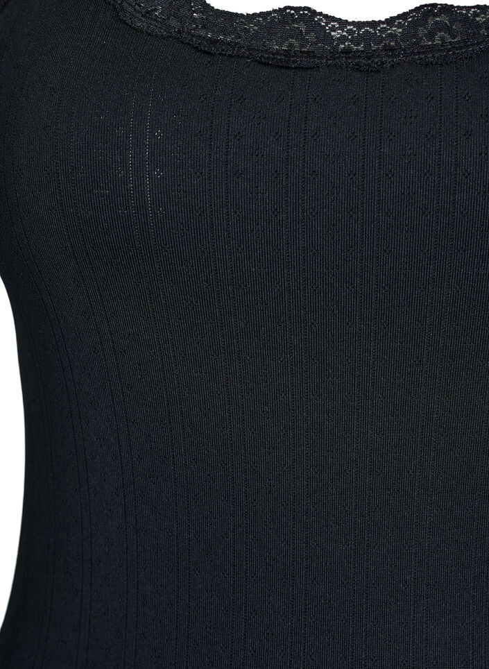 Singlet med blonder og hullbroderi, Svart, Packshot image number 2