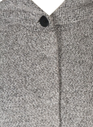 Lang jakke med ull og hette, Light Grey Melange, Packshot image number 2