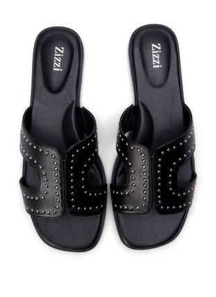 Zizzi Flate slip-on-sandaler med bred passform og nitter, Svart, Packshot image number 2