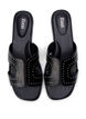 Flate slip-on-sandaler med bred passform og nitter, Svart, Packshot image number 2