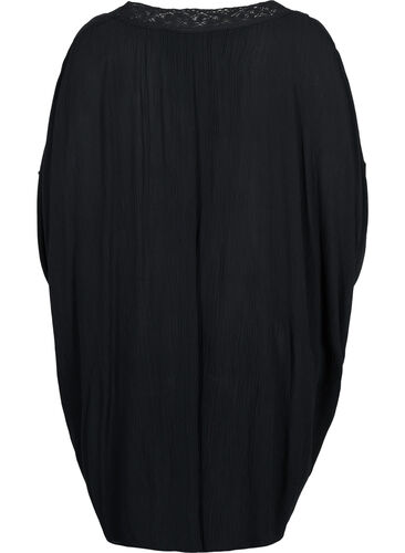 Strandkjole i viskose med blondedetaljer, Black, Packshot image number 1