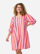Kort kjole i lin og viskose med 3/4 ermer, Rosa, Model image number 0