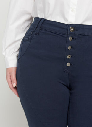Tettsittende bukser med knappelukking, Dark Blue, Model image number 2