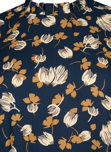 FLASH – Langermet kjole med blomstertrykk, Navy Brown Flower, Packshot image number 2