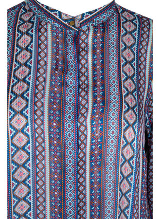 Mønstrete skjortebluse med 3/4 ermer, Blue Ethnic AOP, Packshot image number 2