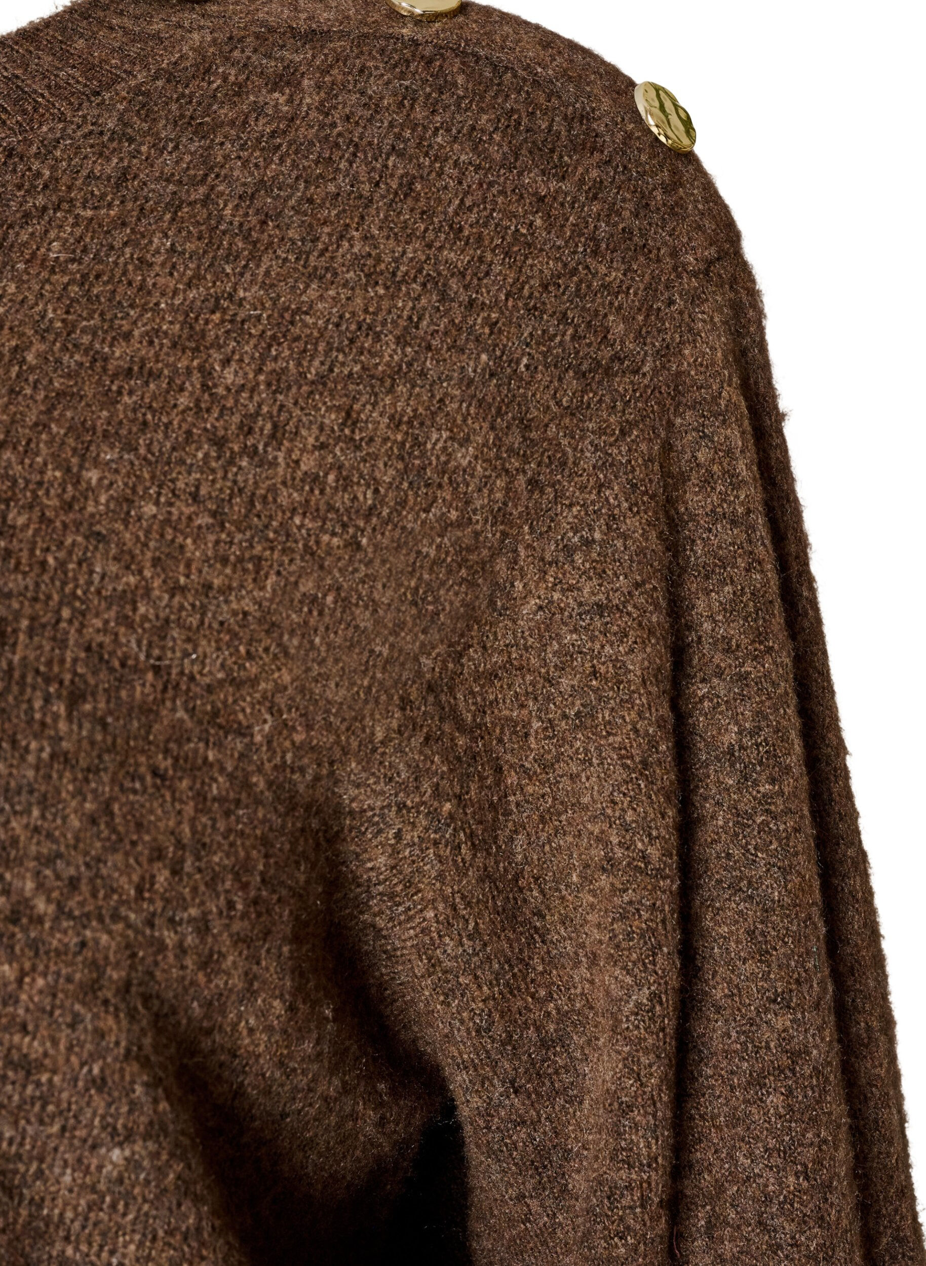 ZizziStrikket bluse med knappdetalj, Brun, Packshot image number 2