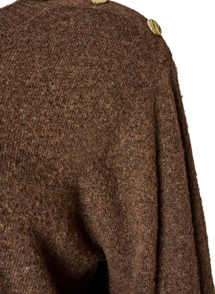 Strikket bluse med knappdetalj, Brun, Packshot image number 2
