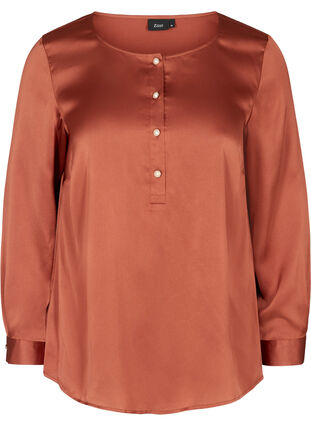 Langermet bluse med feminine knapper, Russet, Packshot image number 0