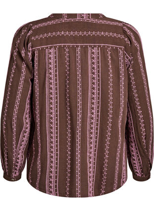 Zizzi Bluse med brodert mønster, Brun, Packshot image number 1