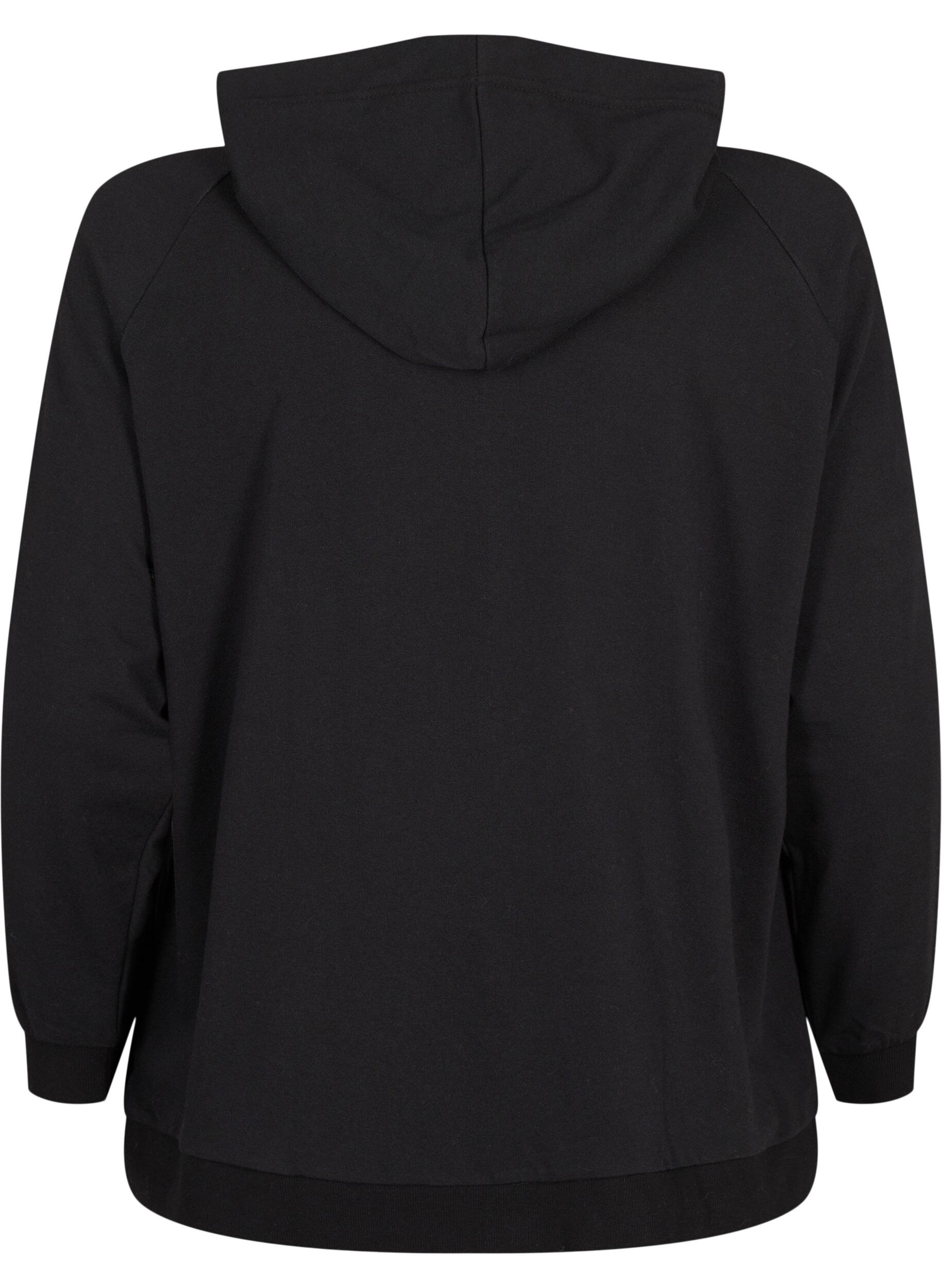 Zizzi Sweat-cardigan med hette og lommer, Svart, Packshot image number 1