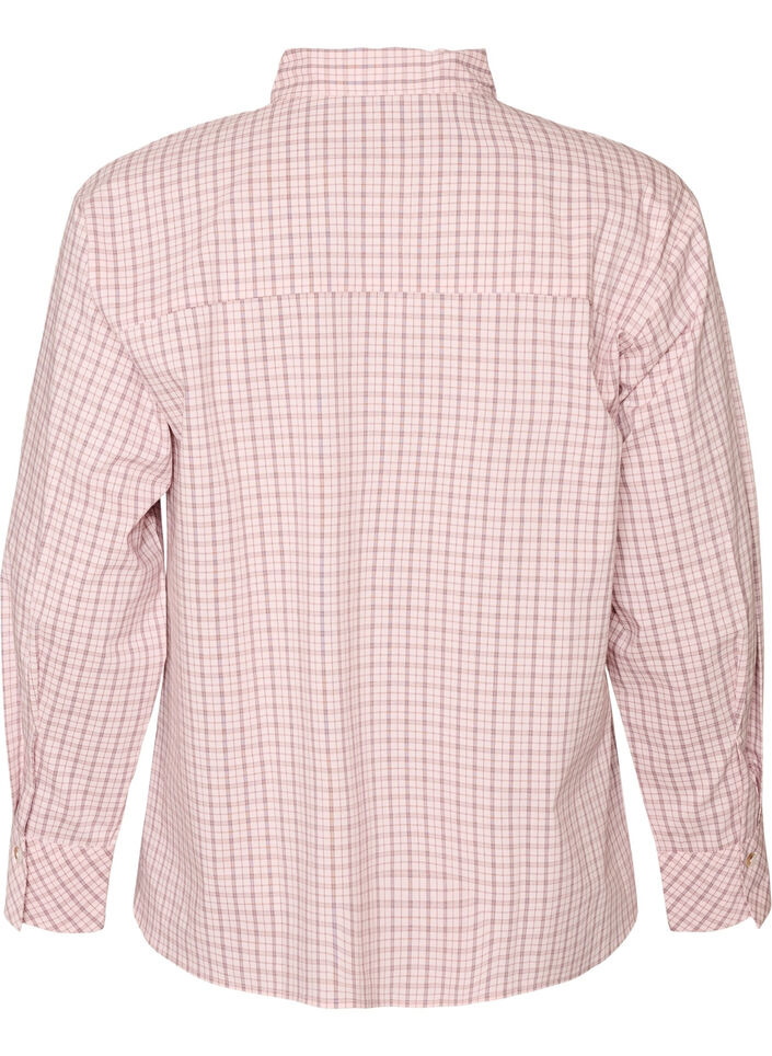 Loose fit rutete skjorte med knytebelte, Rosa, Packshot image number 1