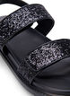 Wide fit - Glitter sandal med borrelåslukking, Svart, Packshot image number 3