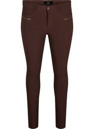 Tettsittende bukse med glidelåsdetaljer, Brun