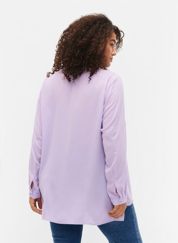 Langermet skjorte med V-hals, Purple Rose, Model image number 1