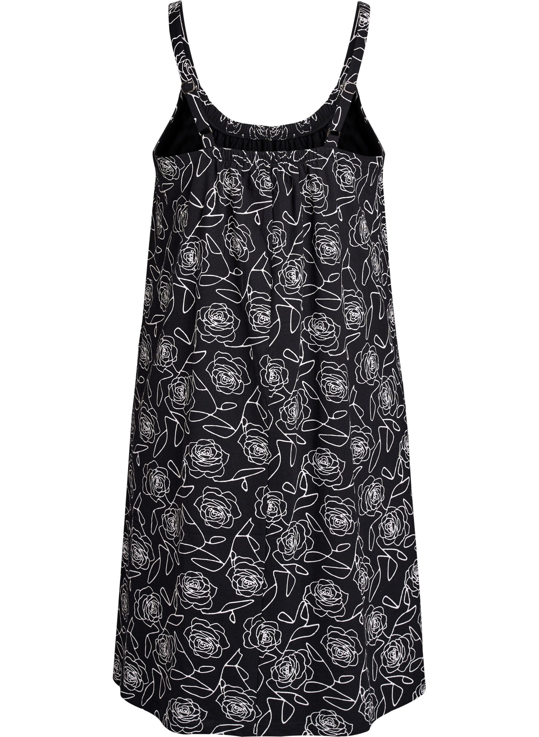 ZizziMidi strap dress in organic cotton, Svart, Packshot image number 1