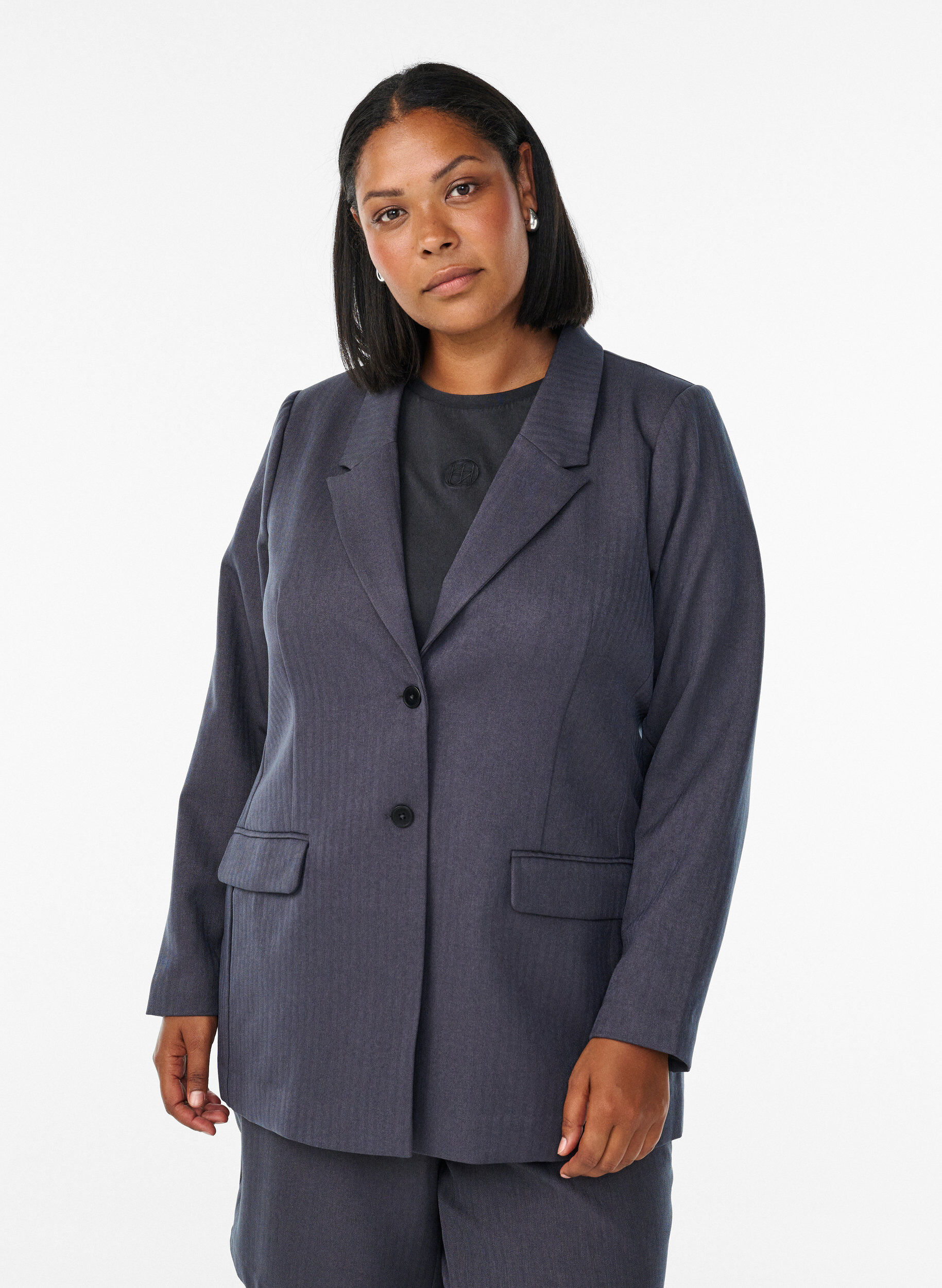 ZizziKlassisk blazer med lommer, Gr&aring;, Model image number 0
