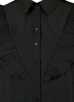 Ensfarget skjorte med volangedetaljer, Black, Packshot image number 2