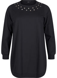 Sweat-tunika med metalldetaljer, Black