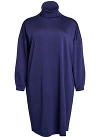 Turtleneck kjole i A-linjefasong, Blå Turtleneck kjole i A-linjefasong