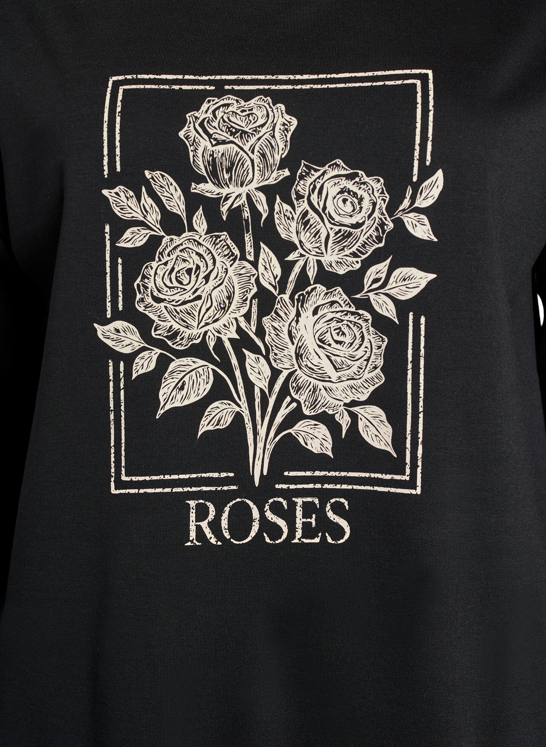 ZizziGenser med rosetrykk og rhinesteiner, Svart, Packshot image number 2