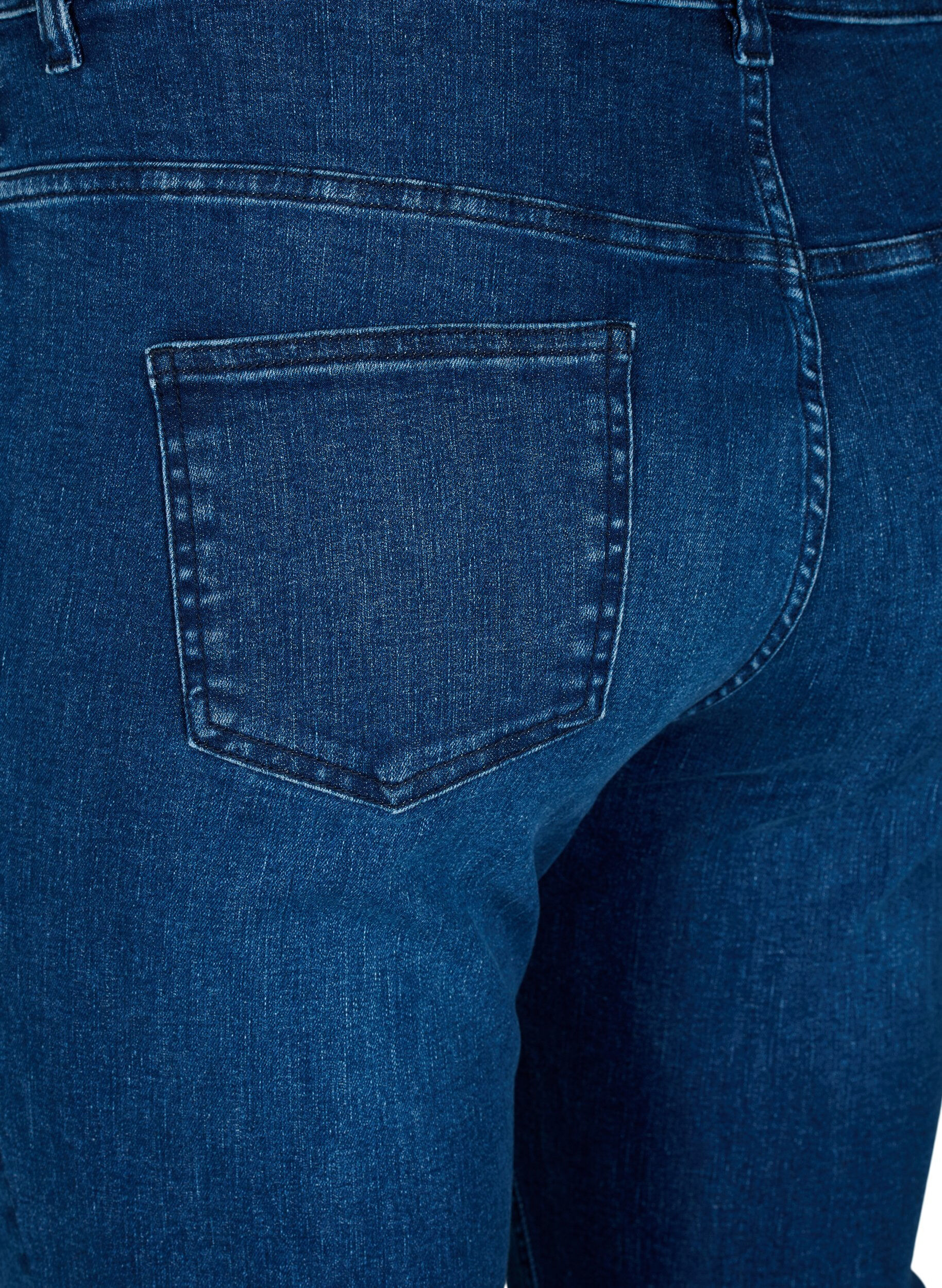 Zizzi Ellen bootcut jeans med sk&aring;ret kant, Blue denim, Packshot image number 3