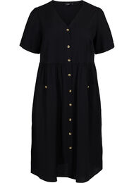 Kortermet kjole med knapper og lommer, Black