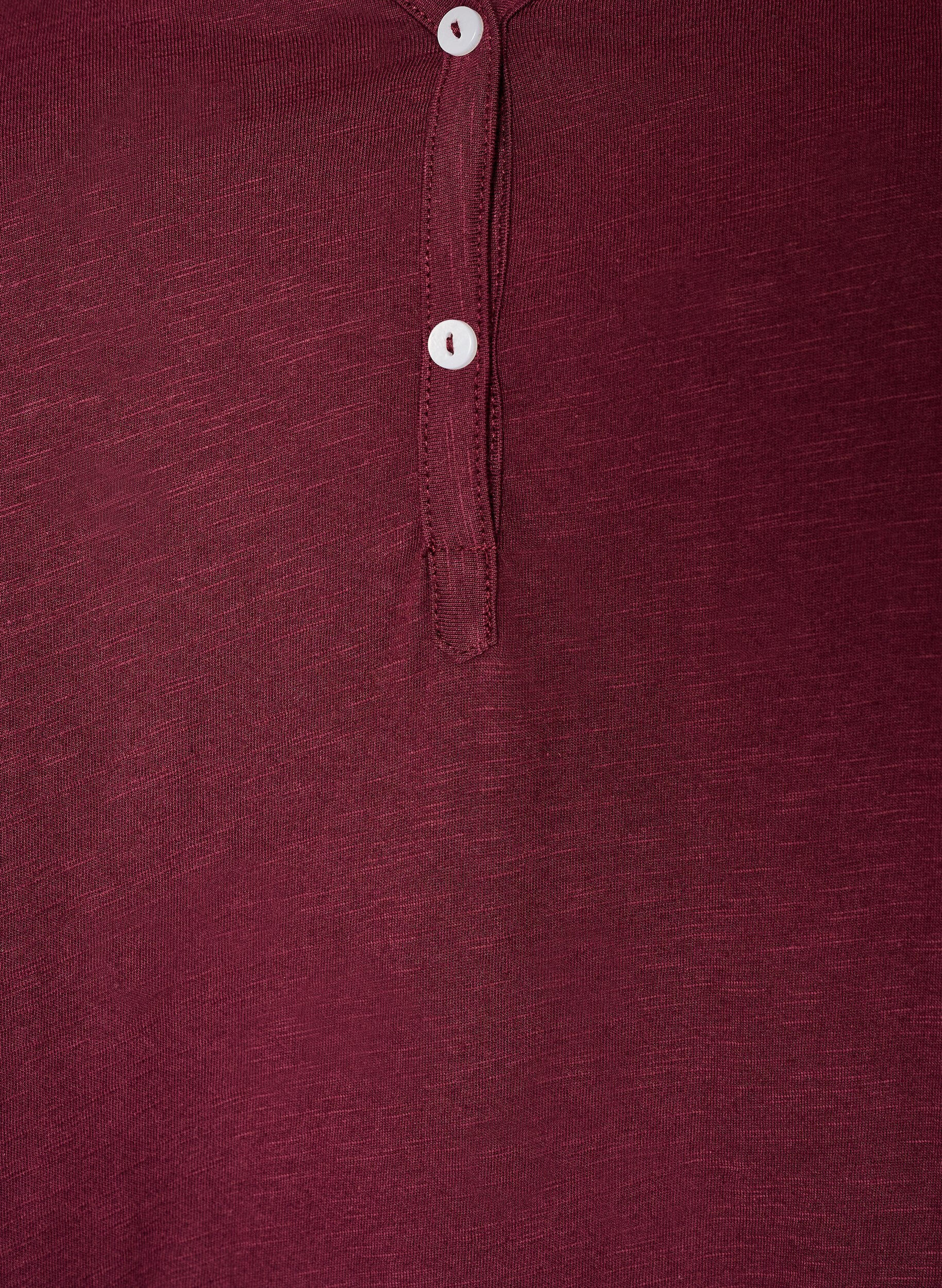 ZizziT-skjorte med knappdetalj, M&oslash;rk Bordeaux, Packshot image number 2