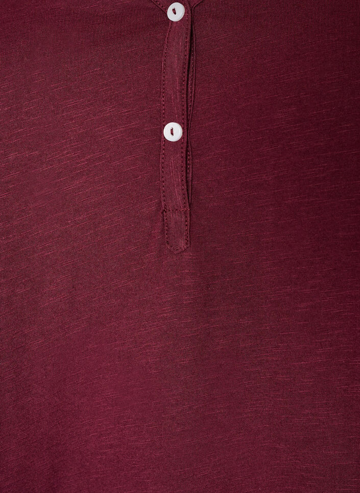 T-skjorte med knappdetalj, M&oslash;rk Bordeaux, Packshot image number 2