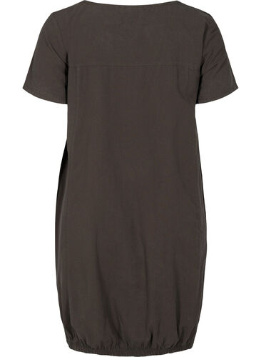 Kortermet kjole i bomull, Khaki Green, Packshot image number 1
