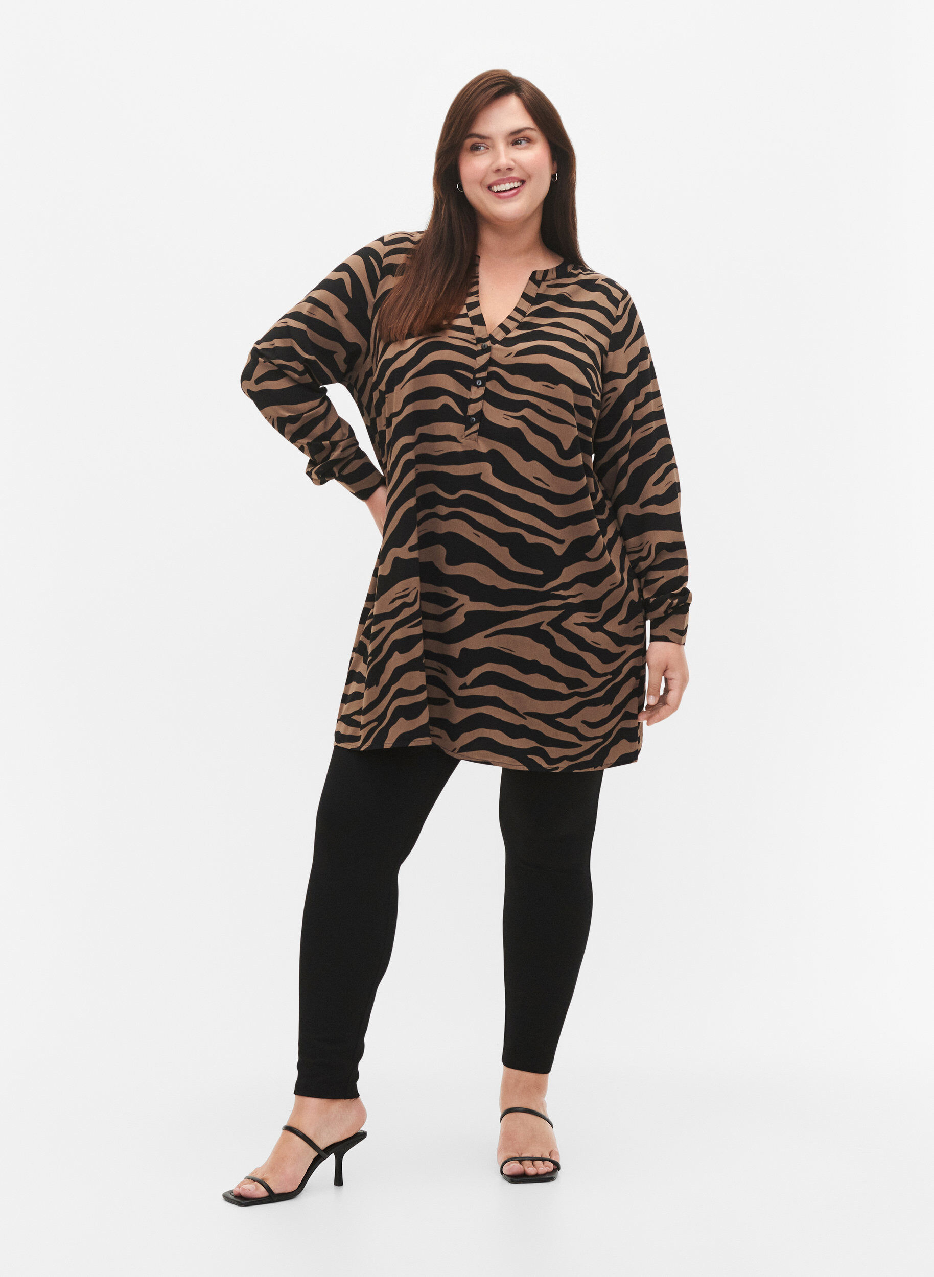 Zizzi Leggings med glidel&aring;s, Black, Model image number 0