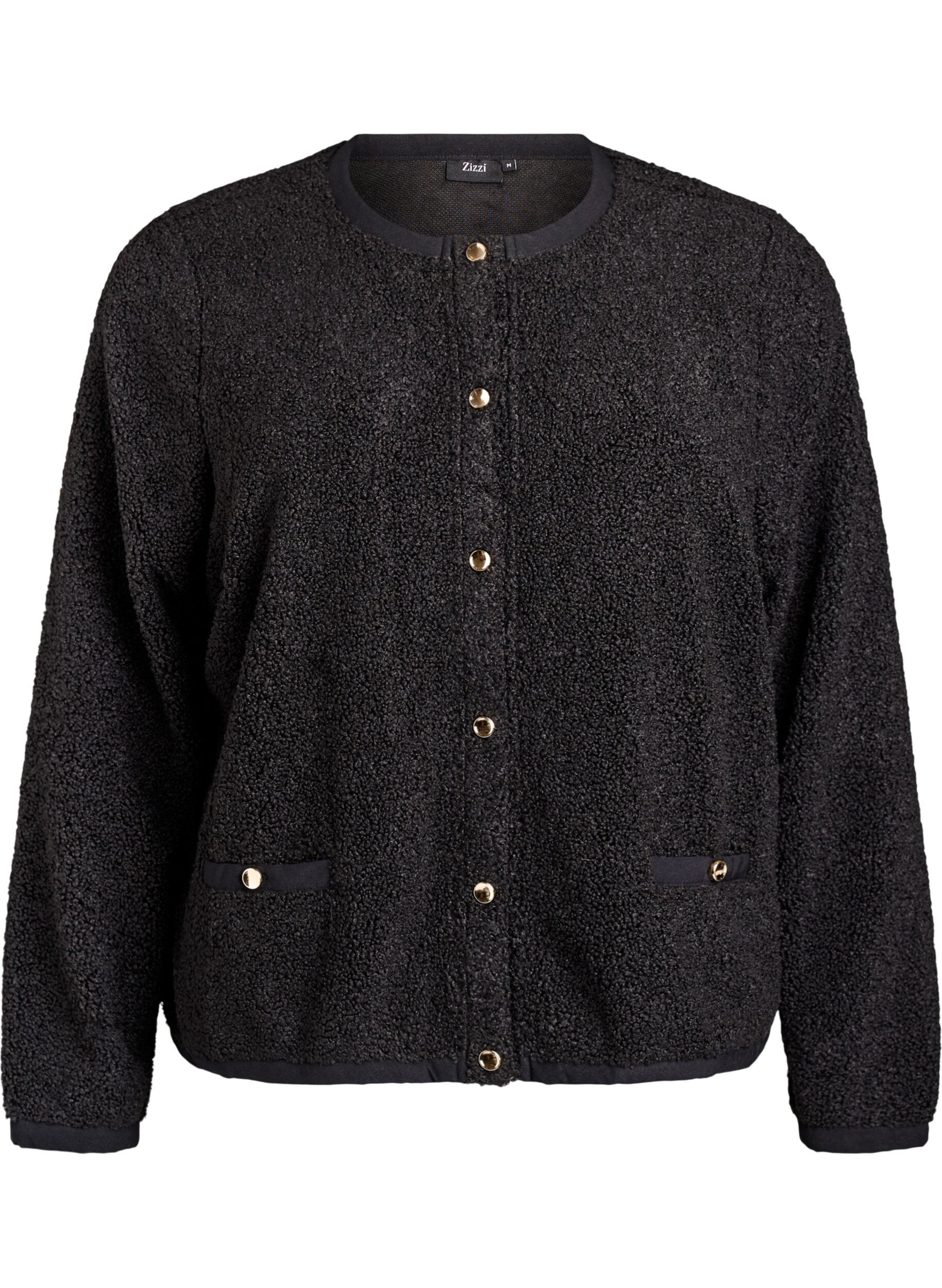 Teddy cardigan med gullfargede knapper