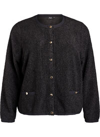 Teddy cardigan med gullfargede knapper, Svart Teddy cardigan med gullfargede knapper