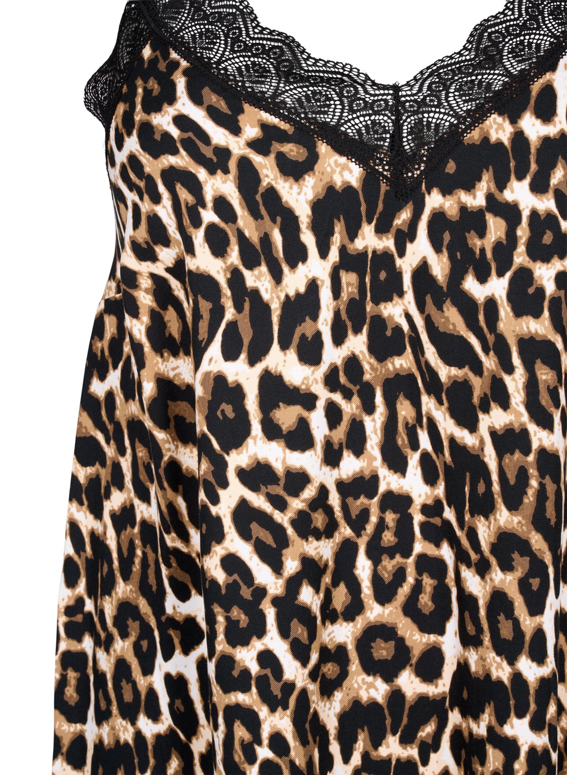 Zizzi Stroppkjole i viskose med blonder, Leopard, Packshot image number 2