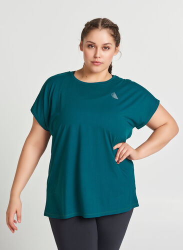 Ensfarget t-skjorte til trening, Deep Teal, Model image number 0