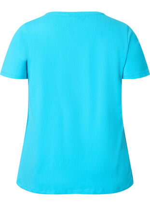 Ensfarget basis T-skjorte i bomull, Blue Atoll, Packshot image number 1