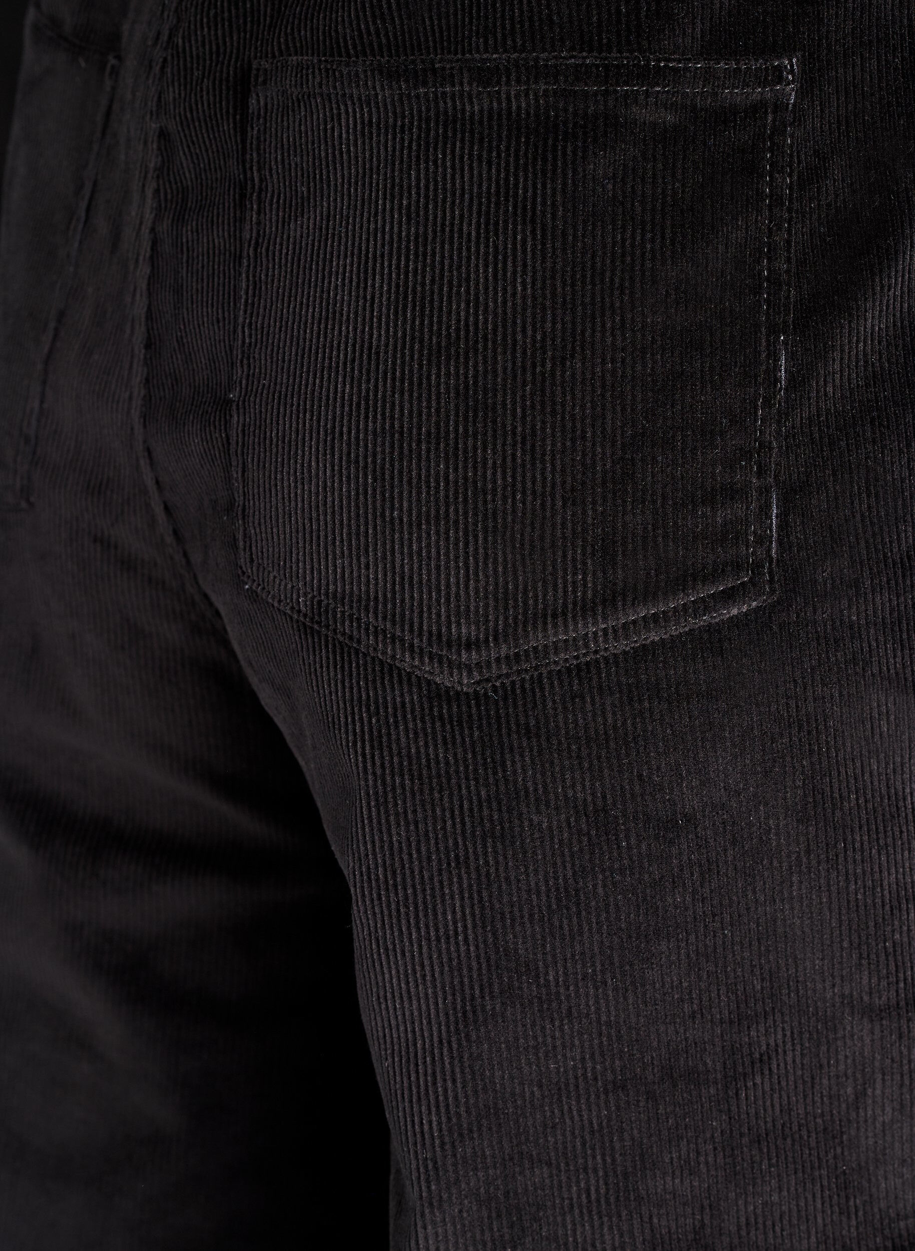 Zizzi Cordfl&oslash;yelsbukser med h&oslash;y midje og vide ben, Svart, Packshot image number 3