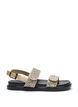 Wide fit - Glitter sandal med borrelåslukking, Gull, Packshot image number 0