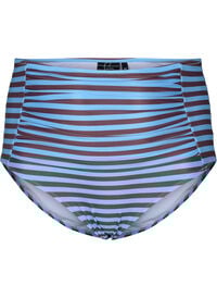 Bikinitruse med høy midje og striper, Blå Bikinitruse med høy midje og striper