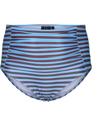 Zizzi Bikinitruse med høy midje og striper, Blå, Packshot image number 0