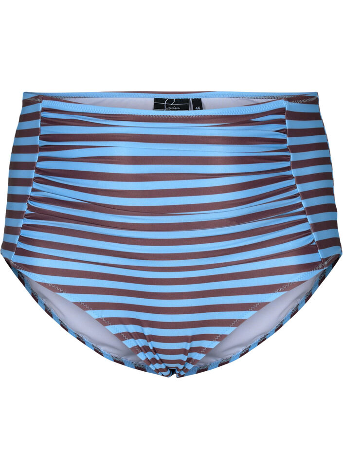 Bikinitruse med høy midje og striper, Blå, Packshot image number 0